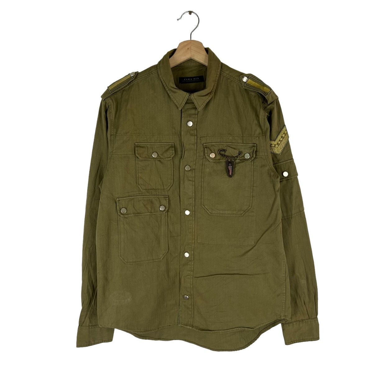 Japanese Brand VINTAGE ZARA MAN MILITARY DESIGN JACKET Size US S / EU 44-46 / 1 - 1 Thumbnail