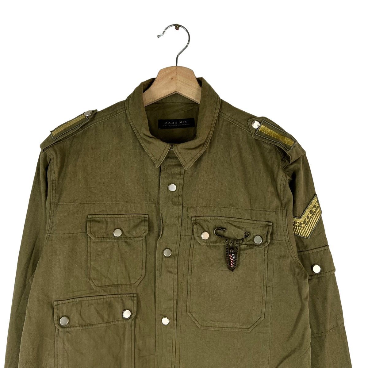 Japanese Brand VINTAGE ZARA MAN MILITARY DESIGN JACKET Size US S / EU 44-46 / 1 - 3 Thumbnail