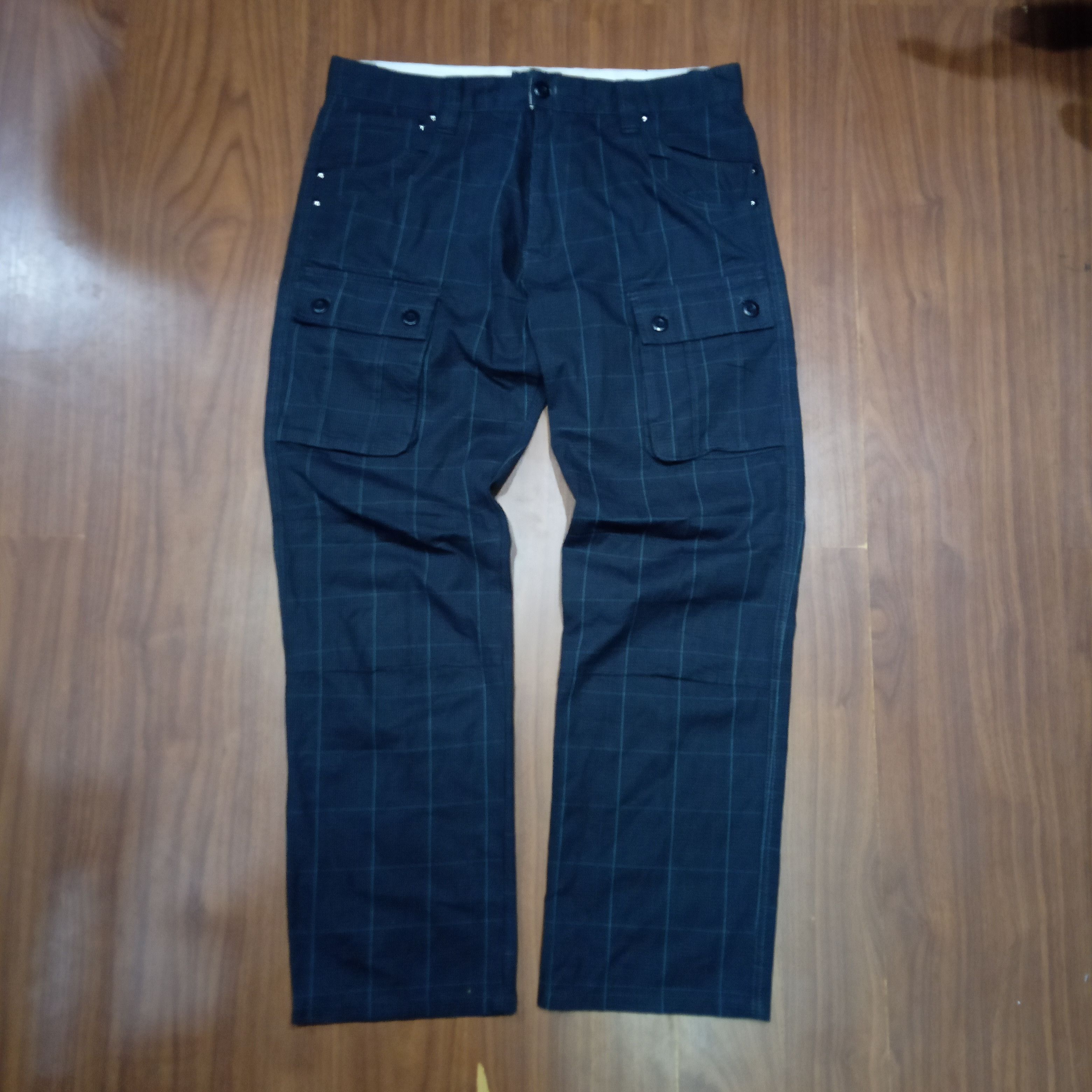 Japanese Brand × Vintage Silver moon cargo pants tartan motif Size US 34 / EU 50 - 1 Thumbnail