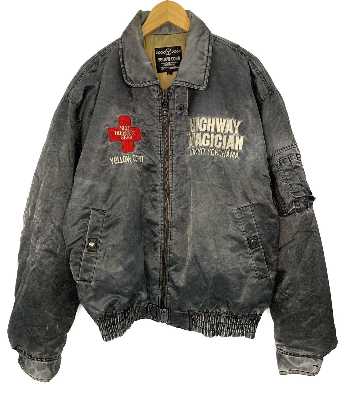 Gear for Sports × Japanese Brand × YELLOW CORN 🇯🇵 Yellow Corn Motor Sports Thrashed Faded Jacket Size US L / EU 52-54 / 3 - 1 Thumbnail