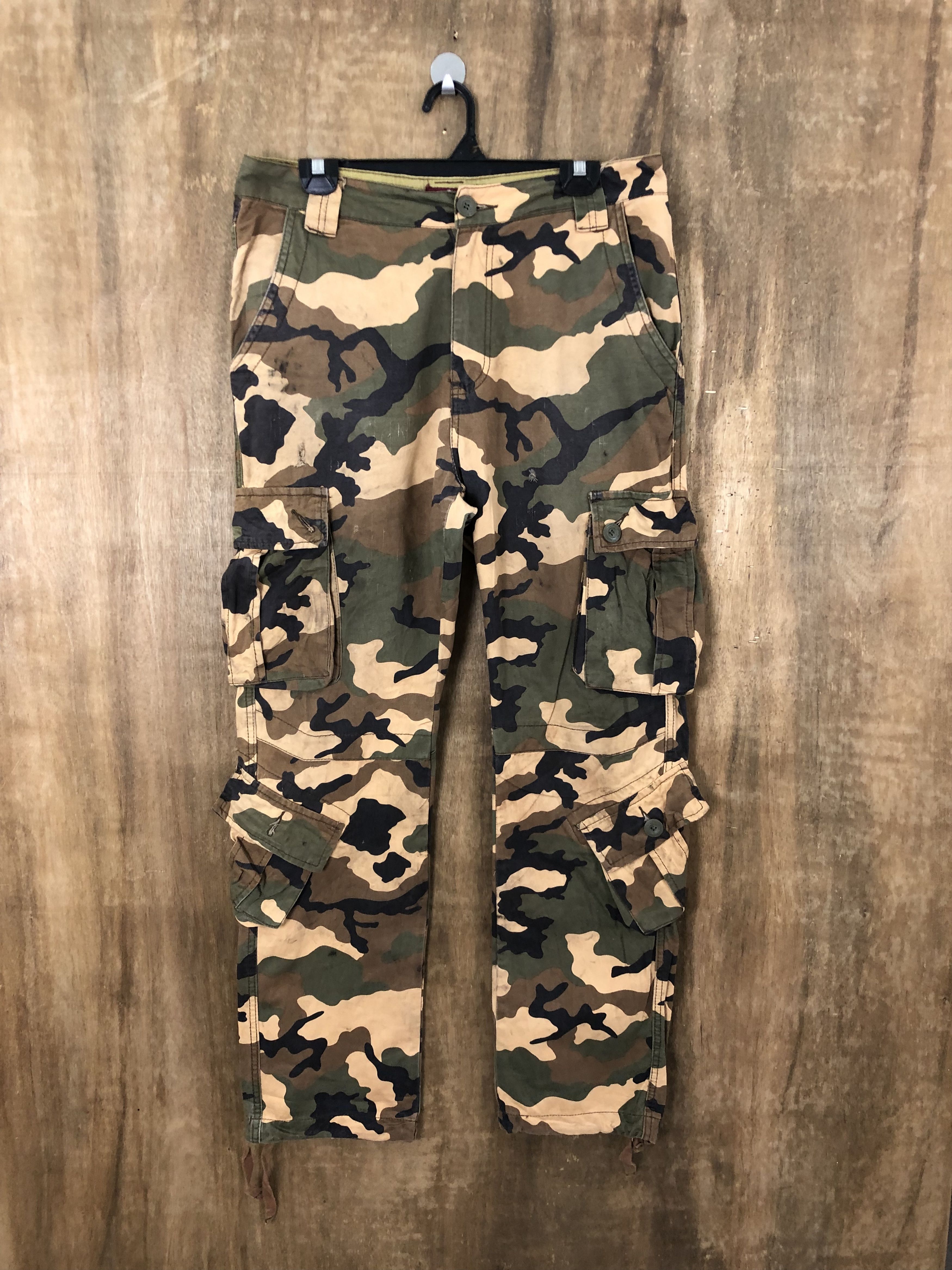 Camo JAPAN MATCHSTICK CARGO UTILITY MULTIPOCKET DISTRESSED PANTS | Grailed