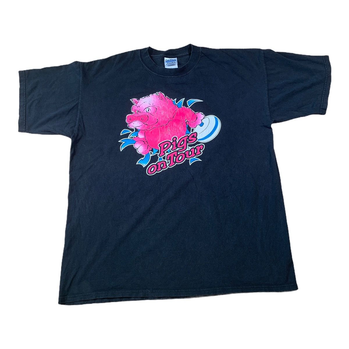 Vintage 90s Pigs On Tour Curling Double Sided T Shirt Made In 🇨🇦 Size US XL / EU 56 / 4 - 1 Thumbnail