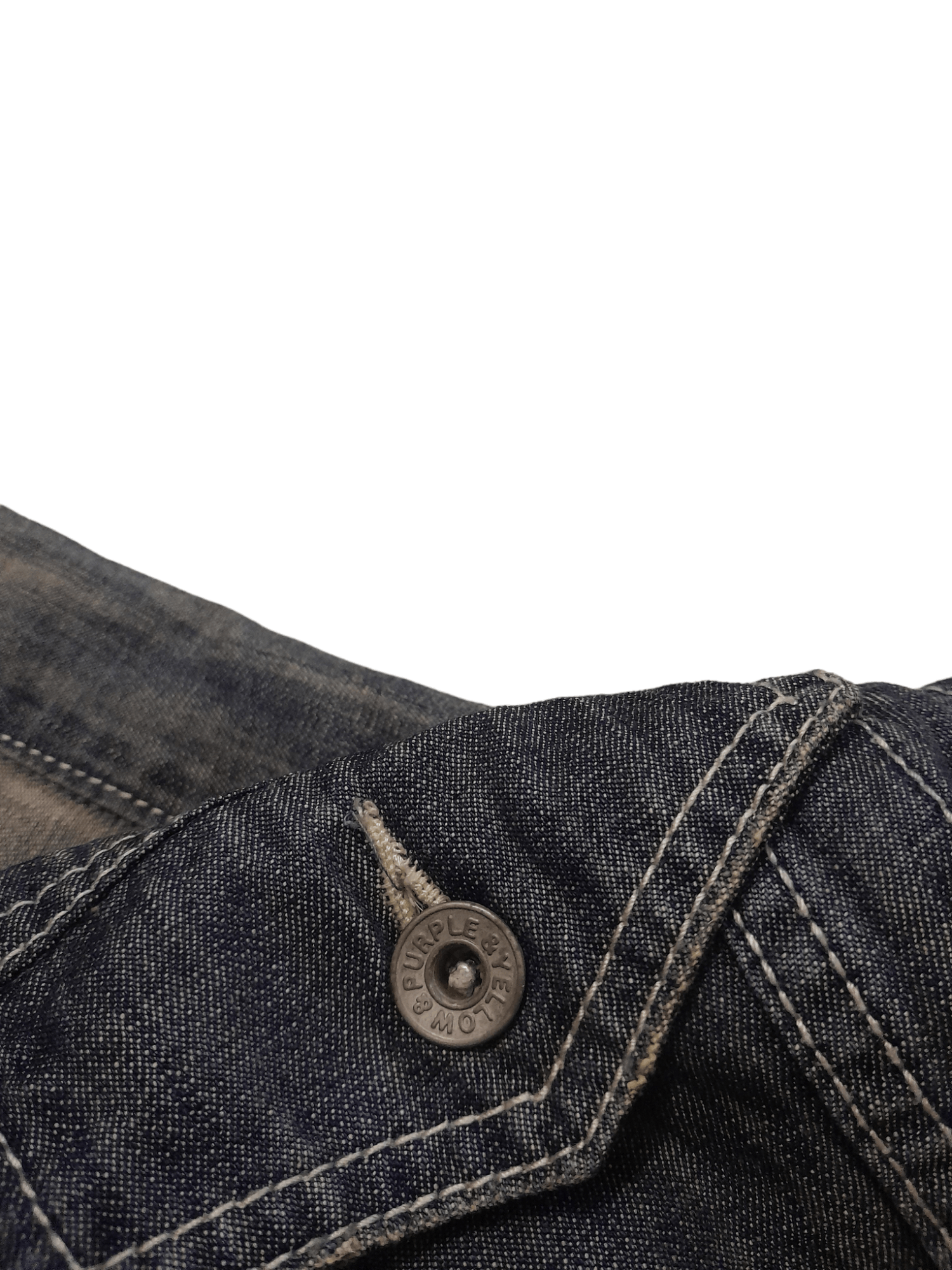 Japanese Brand Purple & Yellow Distressed Denim Jacket Embroiderred (E684) Size US L / EU 52-54 / 3 - 7 Thumbnail