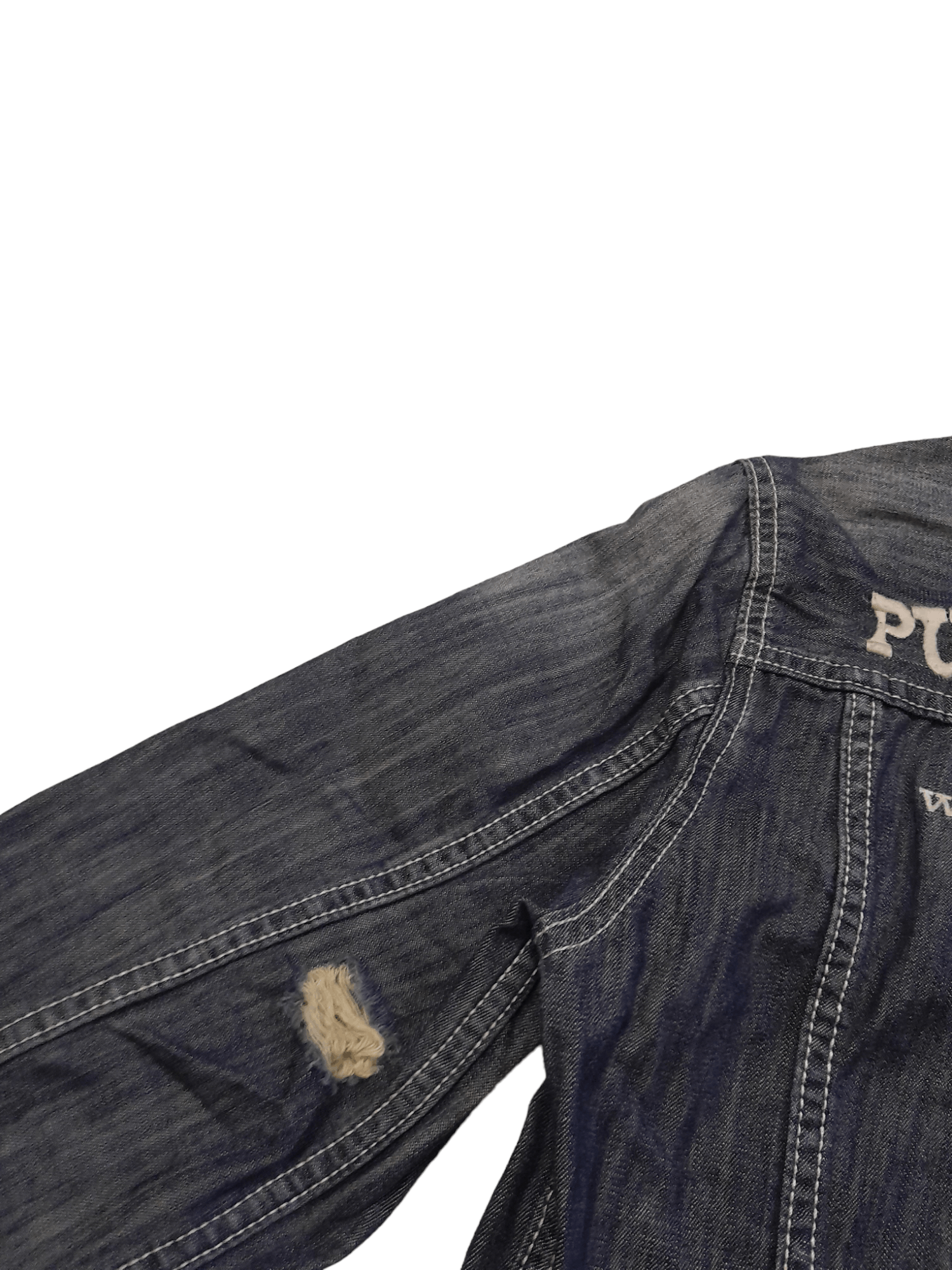 Japanese Brand Purple & Yellow Distressed Denim Jacket Embroiderred (E684) Size US L / EU 52-54 / 3 - 4 Thumbnail