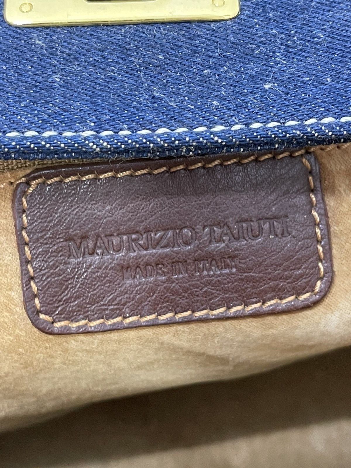 Vintage Birkin Bag Denim Vtg Maurizio Taiuti Leather Lining Size ONE SIZE - 13 Thumbnail