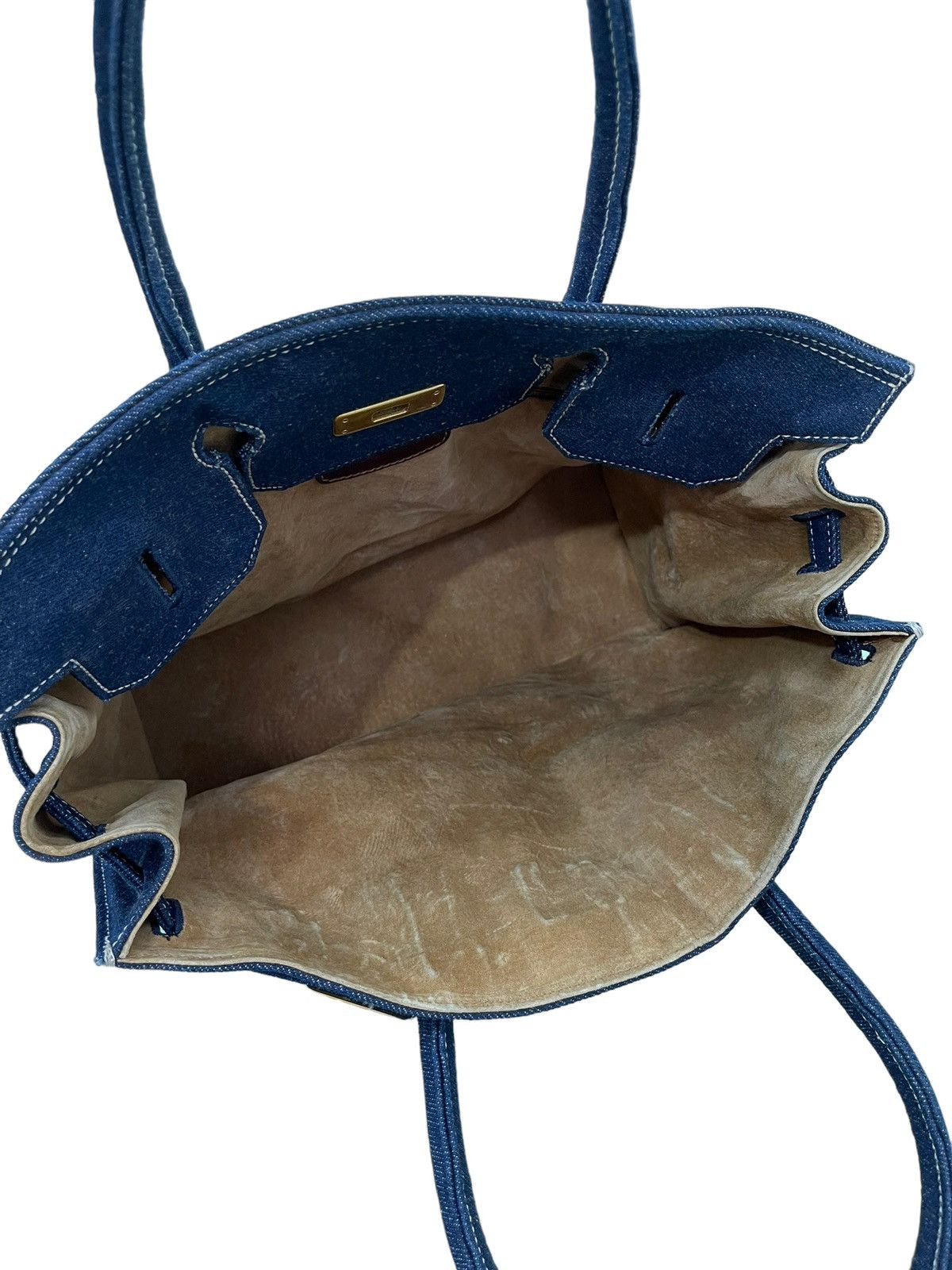 Vintage Birkin Bag Denim Vtg Maurizio Taiuti Leather Lining Size ONE SIZE - 12 Thumbnail