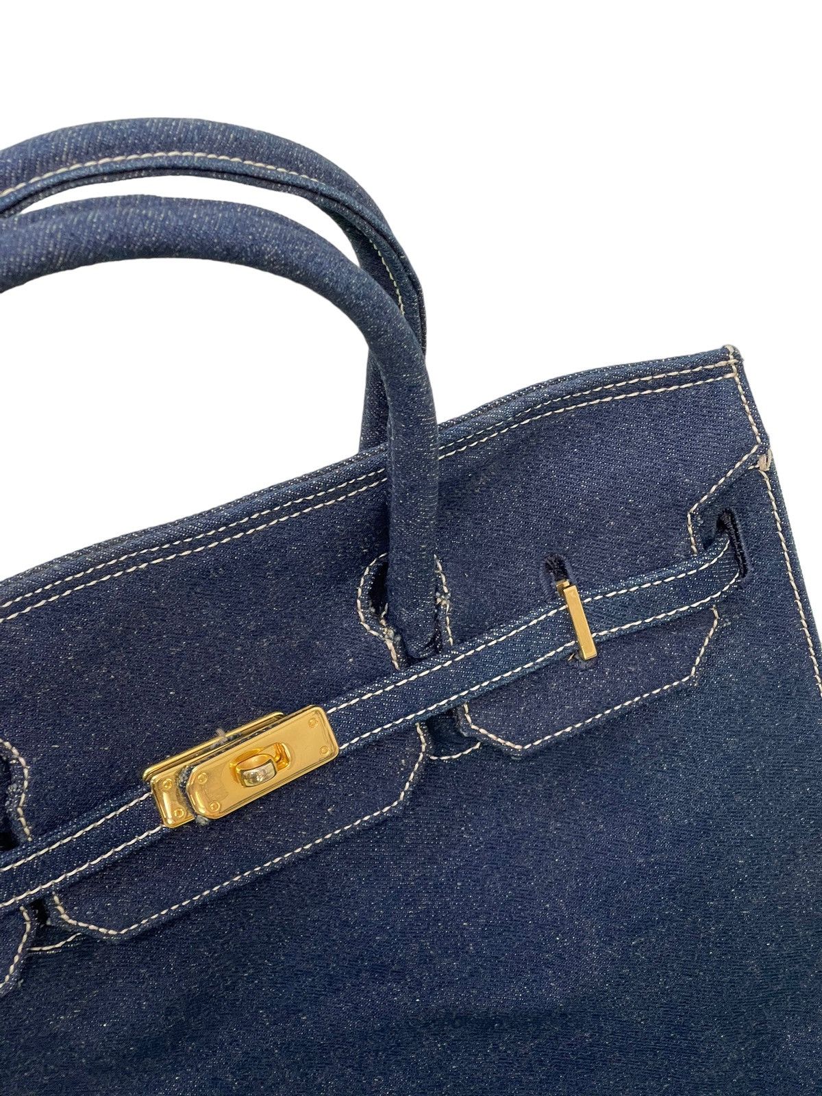 Vintage Birkin Bag Denim Vtg Maurizio Taiuti Leather Lining Size ONE SIZE - 5 Thumbnail