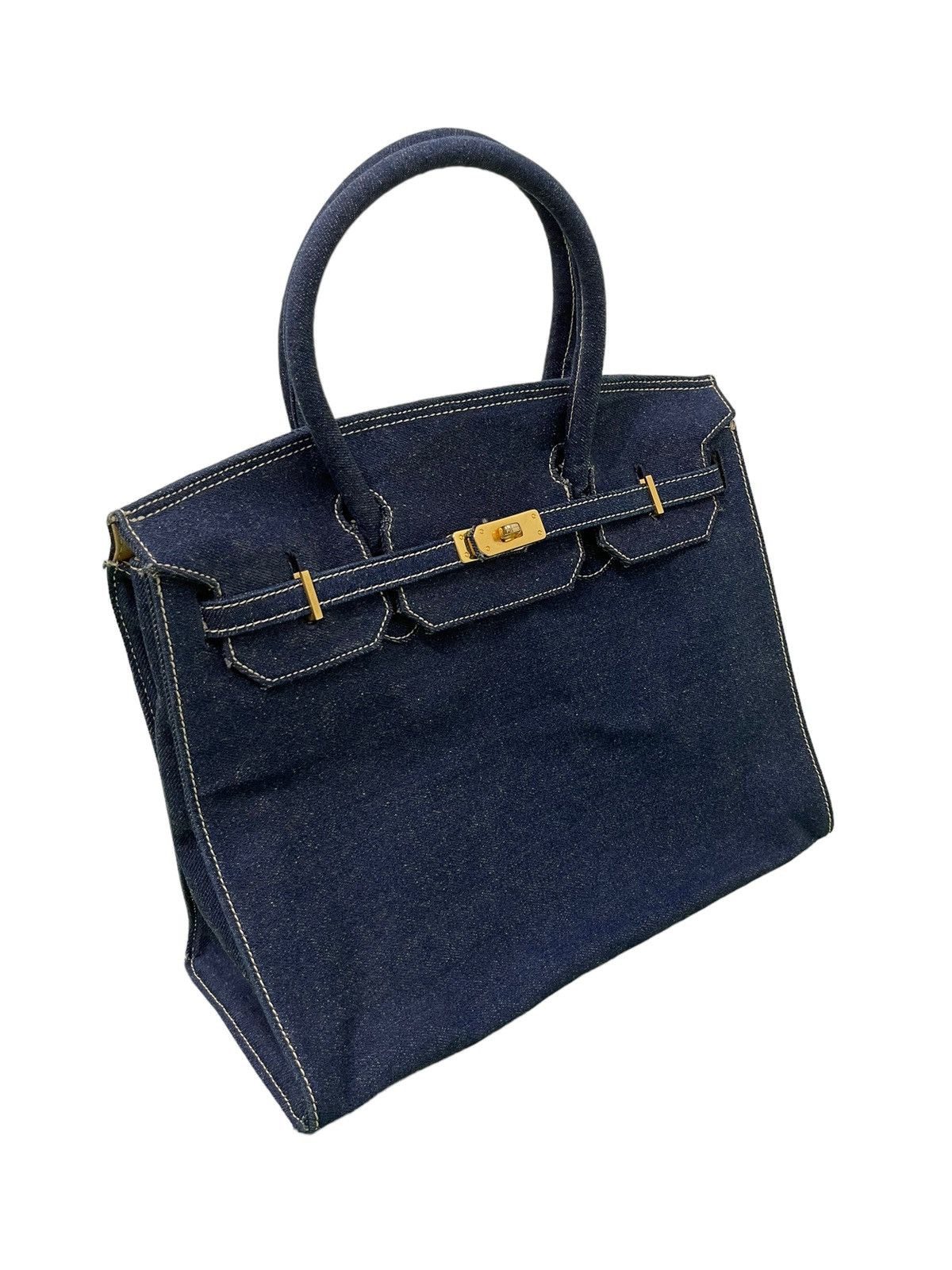 Vintage Birkin Bag Denim Vtg Maurizio Taiuti Leather Lining Size ONE SIZE - 2 Thumbnail