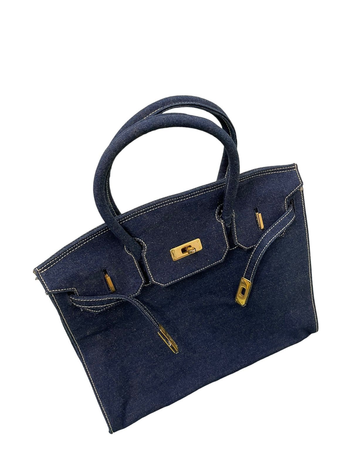 Vintage Birkin Bag Denim Vtg Maurizio Taiuti Leather Lining Size ONE SIZE - 10 Thumbnail