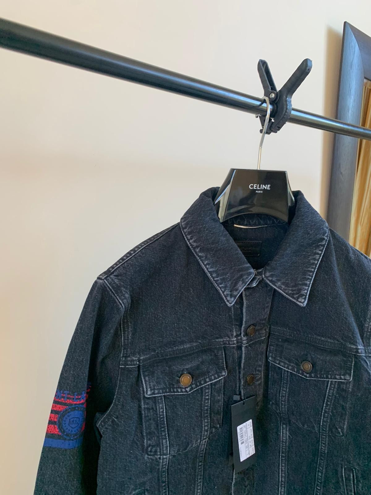 Saint Laurent Paris Universite Patch Denim Jacket in Black Size US M / EU 48-50 / 2 - 14 Thumbnail