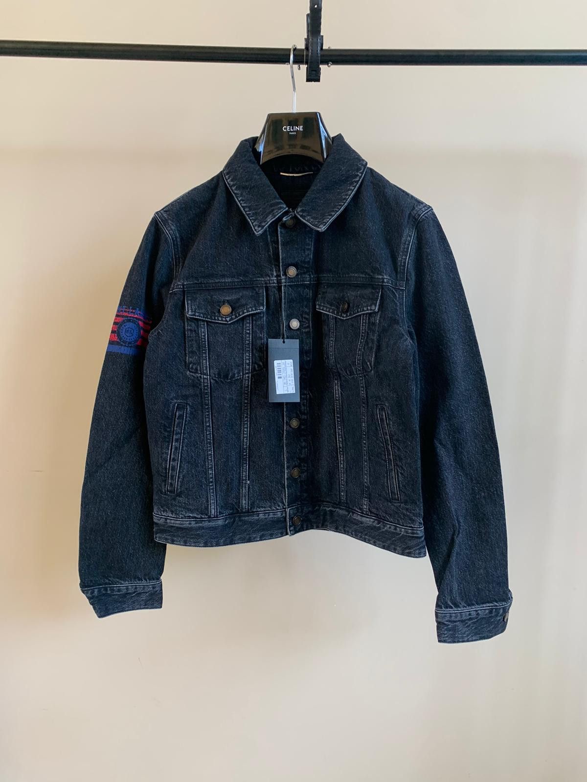 Saint Laurent Paris Universite Patch Denim Jacket in Black Size US M / EU 48-50 / 2 - 1 Thumbnail