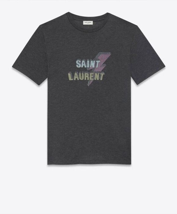 Saint Laurent Paris Lightning Bolt Tee, SS in Grey | Grailed