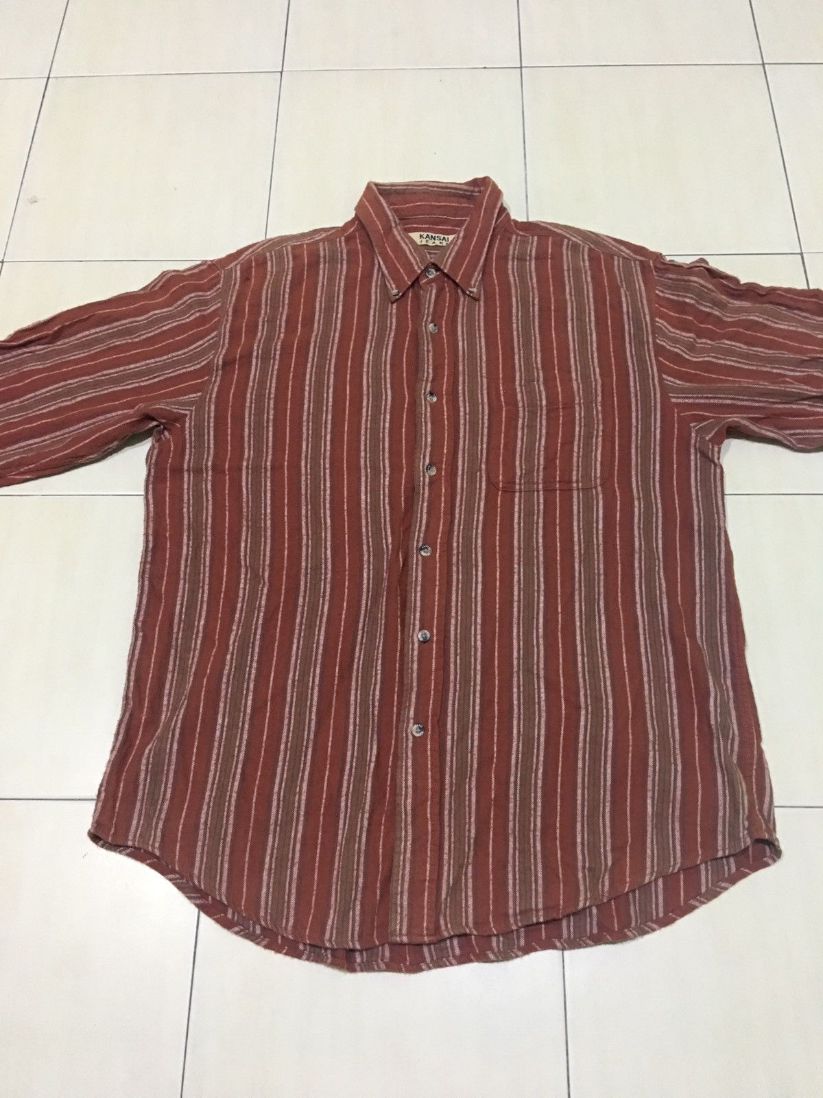 Japanese Brand × Kansai Yamamoto Kansai Yamamoto Jeans Flanel Japanese Brand Button Up Shirt Size US L / EU 52-54 / 3 - 6 Thumbnail