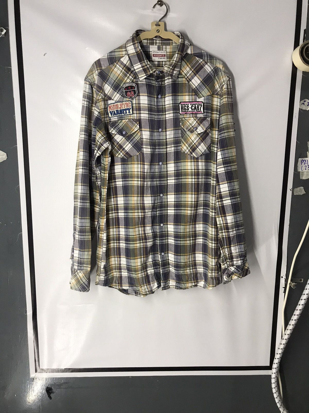Flannel × Japanese Brand Roushette cotton flannel buttom up with patches Size US L / EU 52-54 / 3 - 8 Thumbnail
