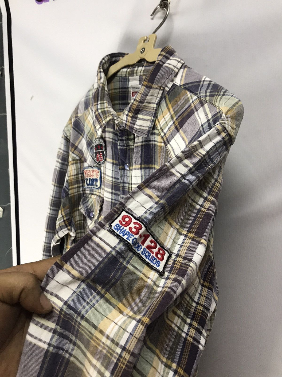Flannel × Japanese Brand Roushette cotton flannel buttom up with patches Size US L / EU 52-54 / 3 - 5 Thumbnail