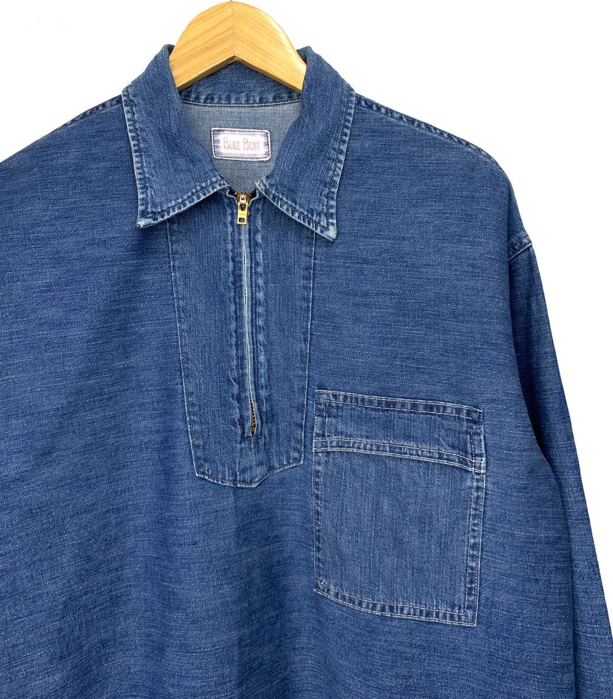 Blue Blue Japan × Japan Blue × Samurai Jeans 🇯🇵 RARE ‼️ 80s Blue Blue Indigo Pullover Denim Jacket Size US M / EU 48-50 / 2 - 3 Thumbnail