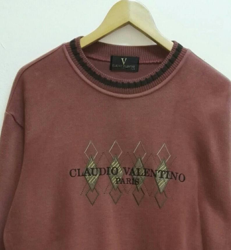 Valentino Claudio Valentino Italy Sweatshirt embroidered Big Logo Size US L / EU 52-54 / 3 - 2 Thumbnail