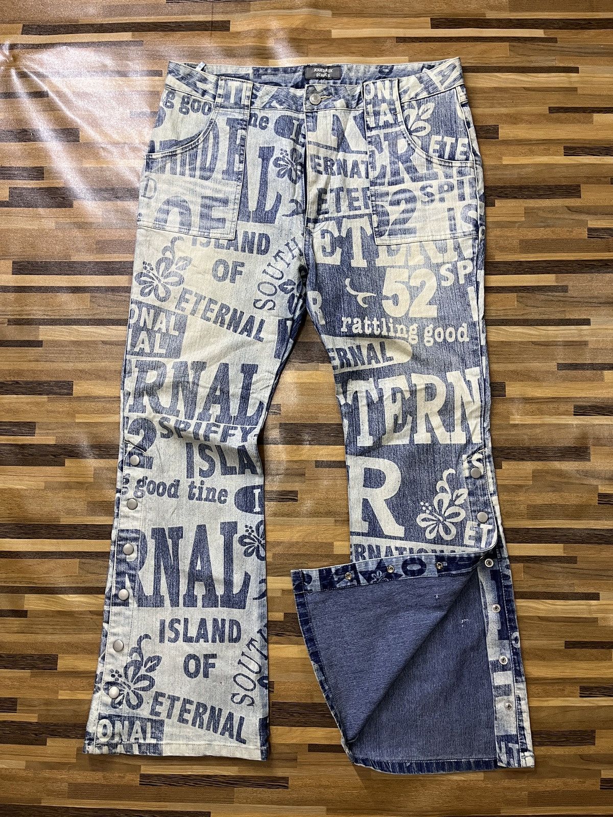 Japanese Brand Printed Hysteric Joueraux Echecs Denim Buttons Leg Bootcut Size US 34 / EU 50 - 15 Thumbnail