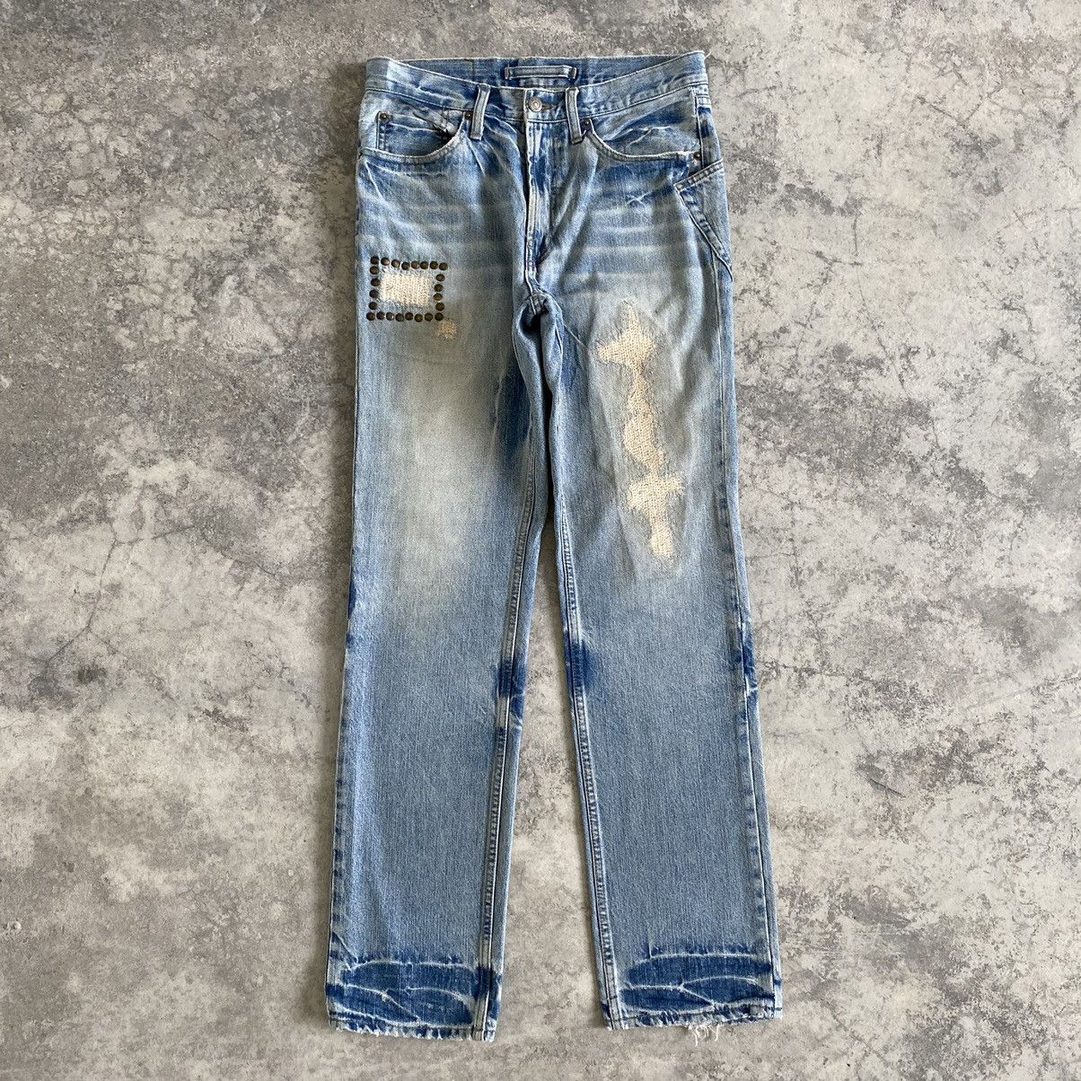 Japanese Brand PPFM Light Blue Distressed Denim Jeans Size US 30 / EU 46 - 1 Thumbnail