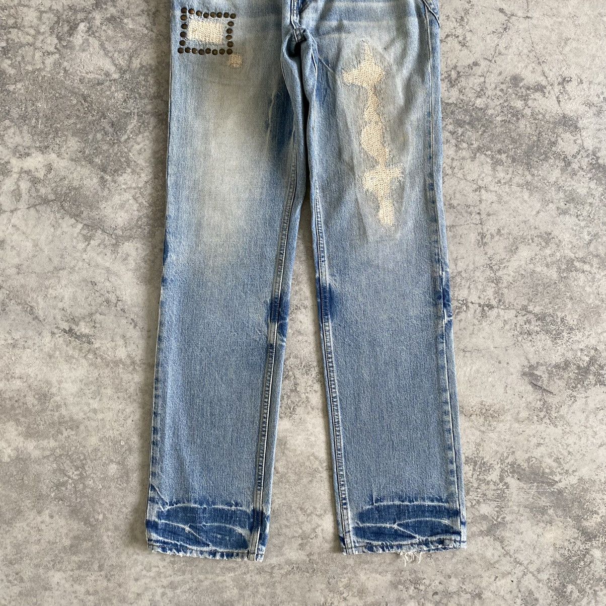 Japanese Brand PPFM Light Blue Distressed Denim Jeans Size US 30 / EU 46 - 4 Thumbnail