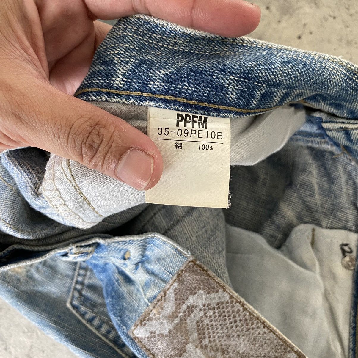 Japanese Brand PPFM Light Blue Distressed Denim Jeans Size US 30 / EU 46 - 17 Thumbnail