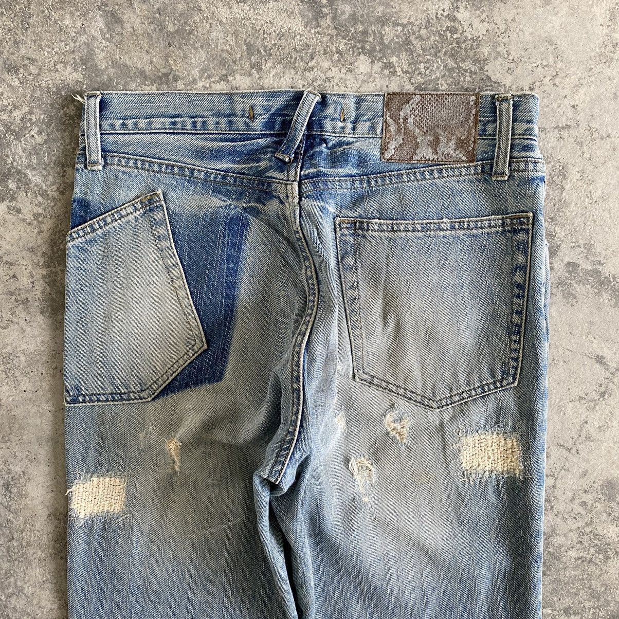 Japanese Brand PPFM Light Blue Distressed Denim Jeans Size US 30 / EU 46 - 15 Thumbnail
