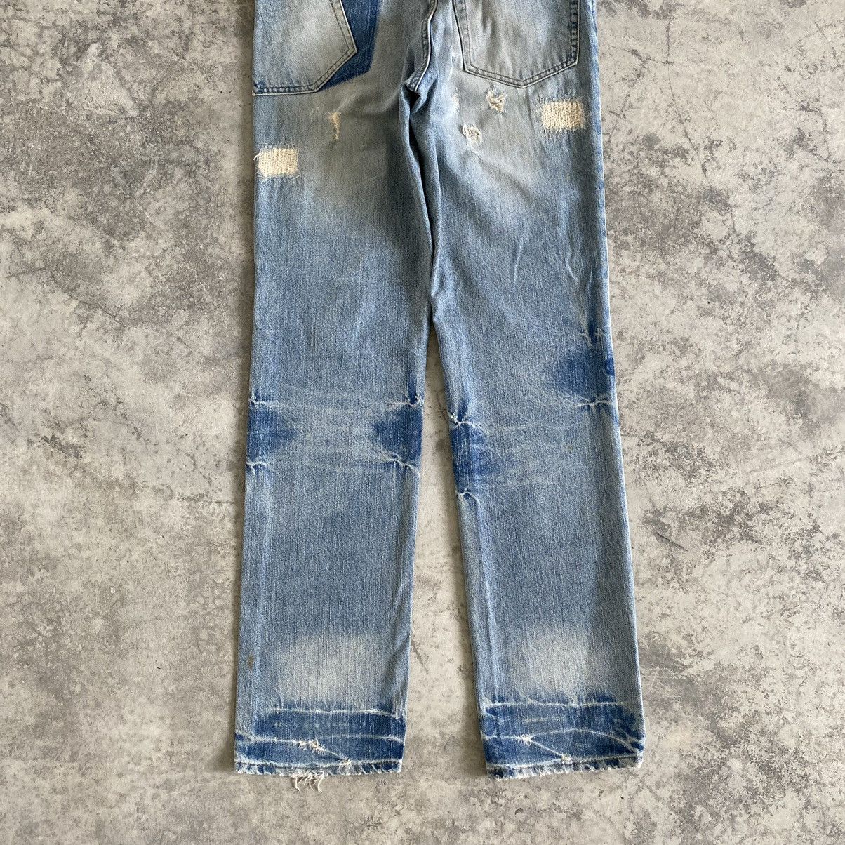 Japanese Brand PPFM Light Blue Distressed Denim Jeans Size US 30 / EU 46 - 11 Thumbnail