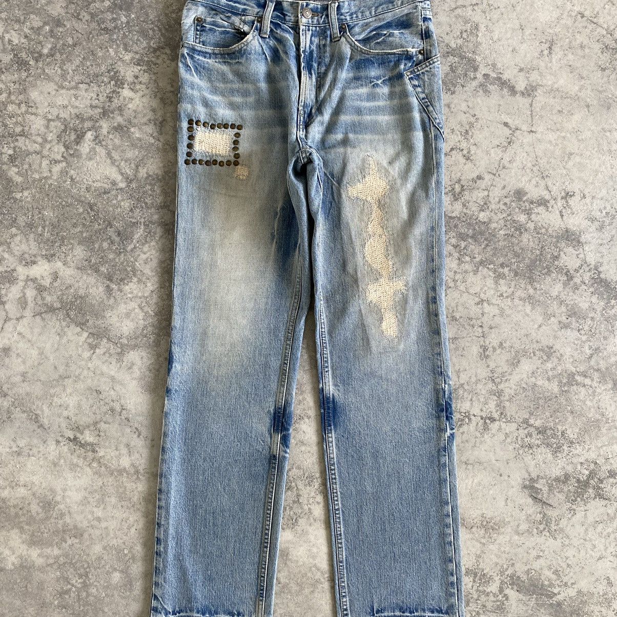 Japanese Brand PPFM Light Blue Distressed Denim Jeans Size US 30 / EU 46 - 2 Thumbnail