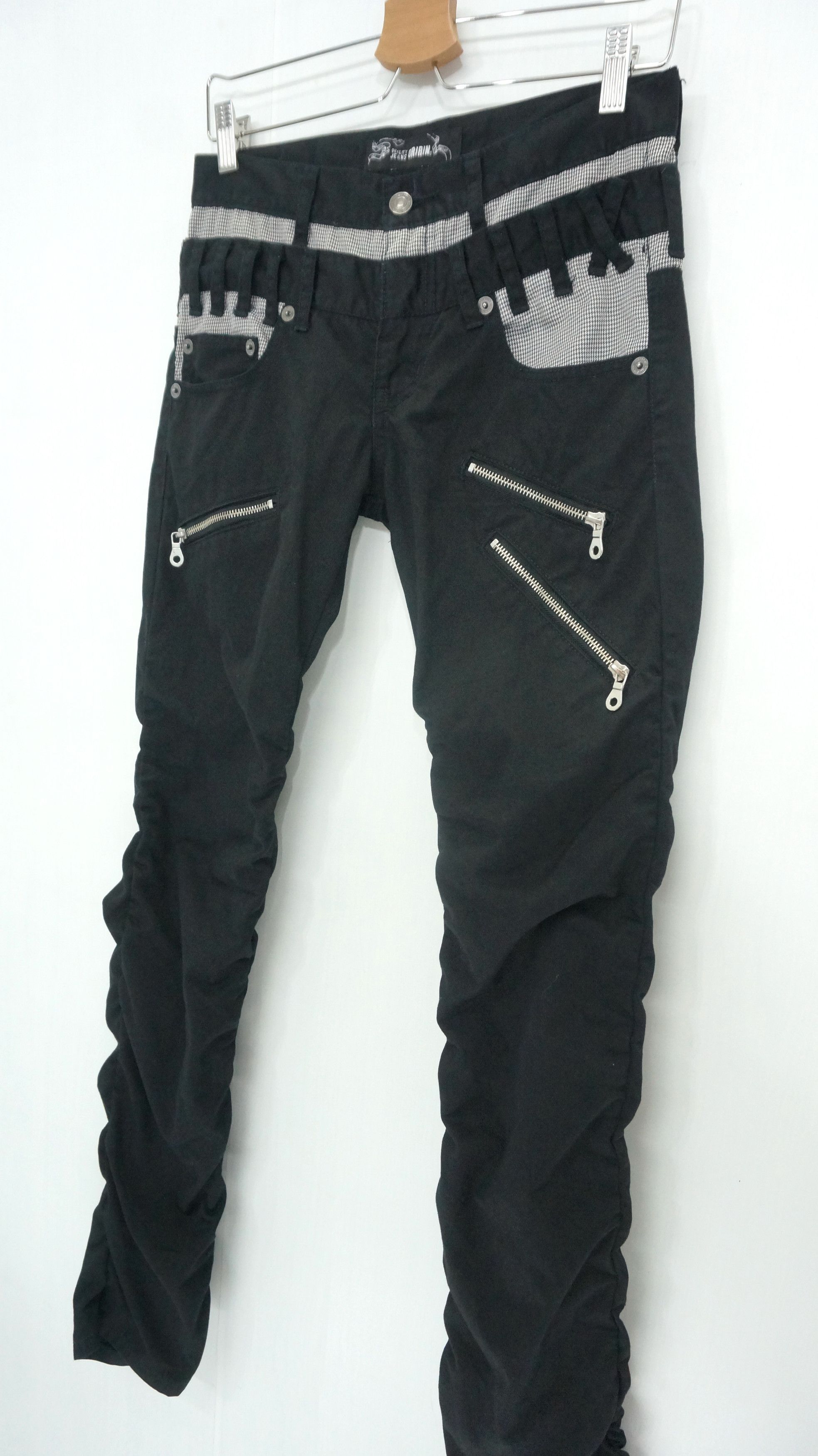 image of Japan Oririn Skinny Petite Punk Shirring Leg Pants in Black, Men's (Size 27)