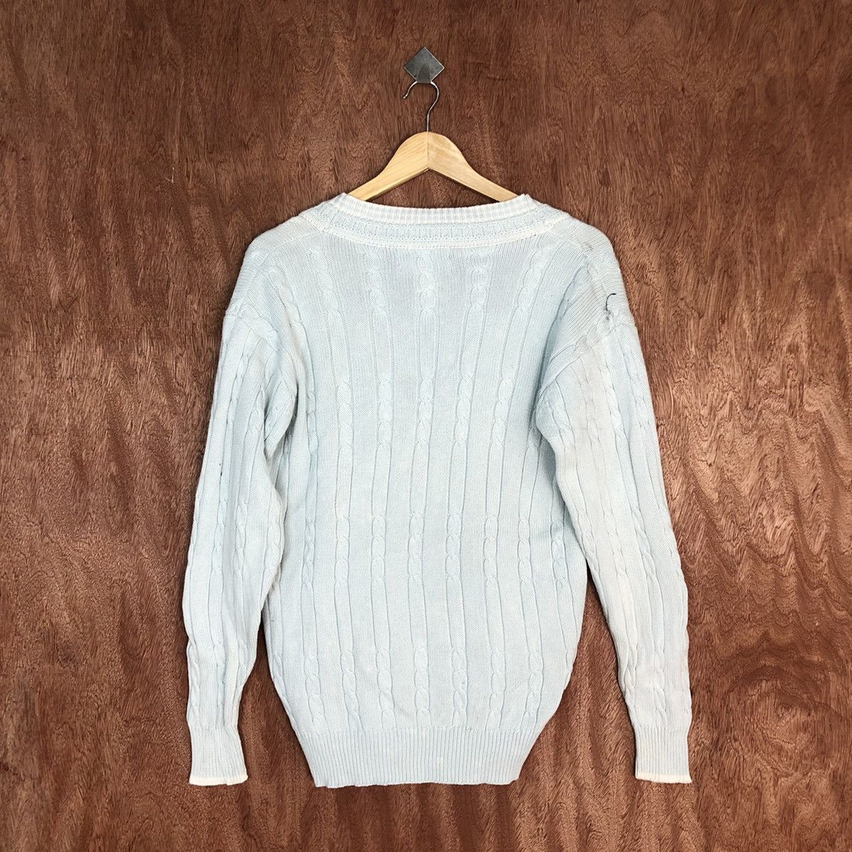 Aran Isles Knitwear × Japanese Brand Stiens Soft Blue Shag aran isle cable Knitwear cardigan #917 Size US L / EU 52-54 / 3 - 11 Thumbnail