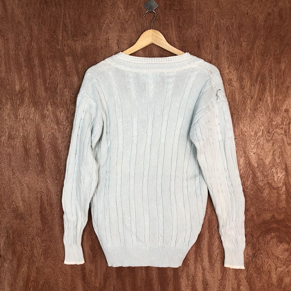 Aran Isles Knitwear × Japanese Brand Stiens Soft Blue Shag aran isle cable Knitwear cardigan #917 Size US L / EU 52-54 / 3 - 13 Thumbnail