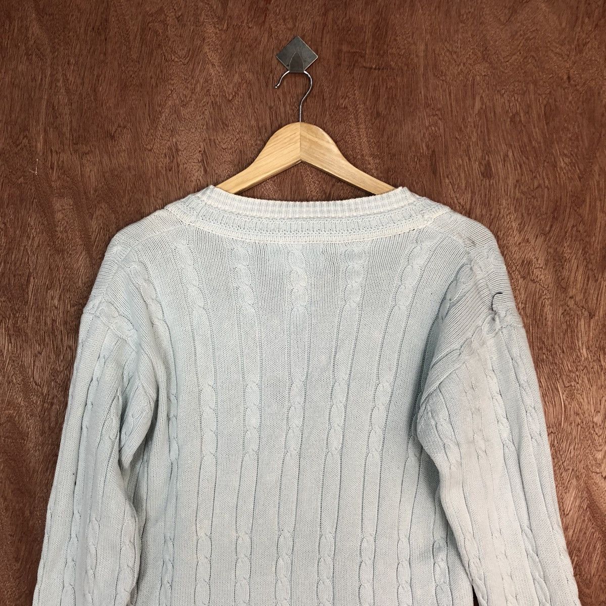 Aran Isles Knitwear × Japanese Brand Stiens Soft Blue Shag aran isle cable Knitwear cardigan #917 Size US L / EU 52-54 / 3 - 12 Thumbnail