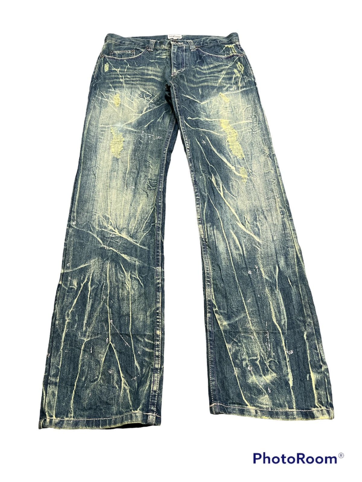 Japanese Brand Japanese brand Nylaus Distressed denim pant Size US 34 / EU 50 - 2 Thumbnail