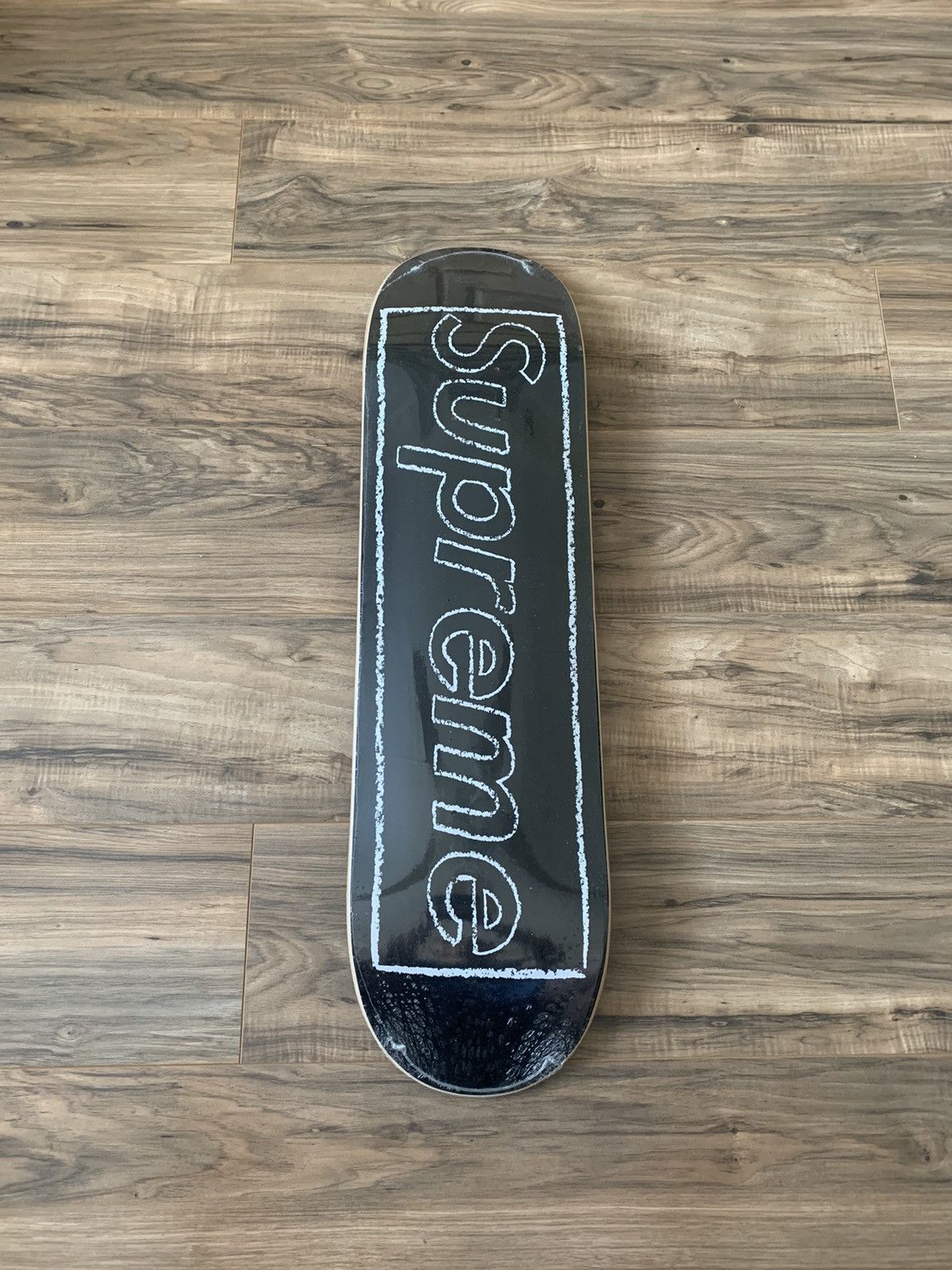 image of Kaws Chalk Logo Skateboard Deck in Black, Men's