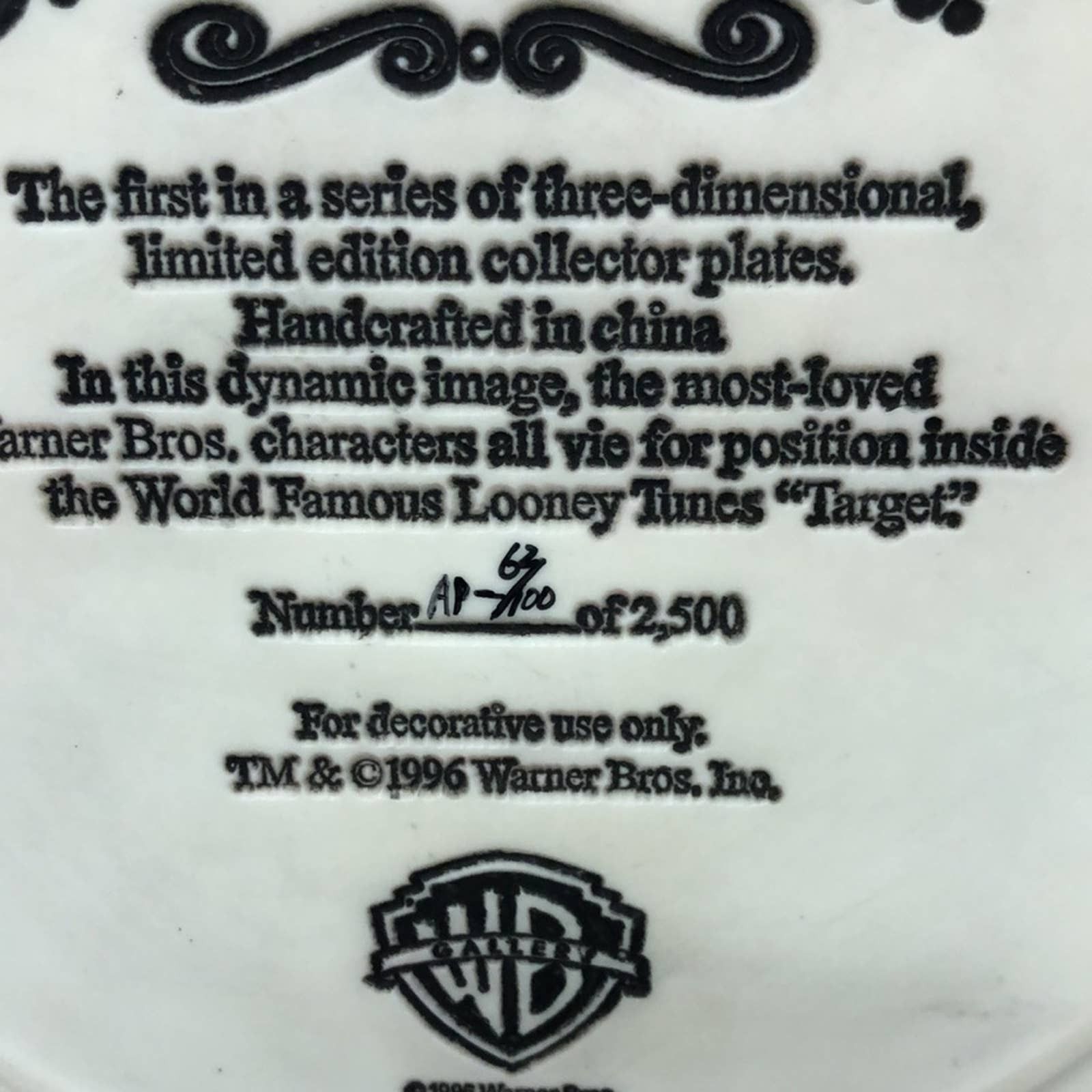 Warner Bros In the 3rd Dimension Plate ~ That's All Folks
