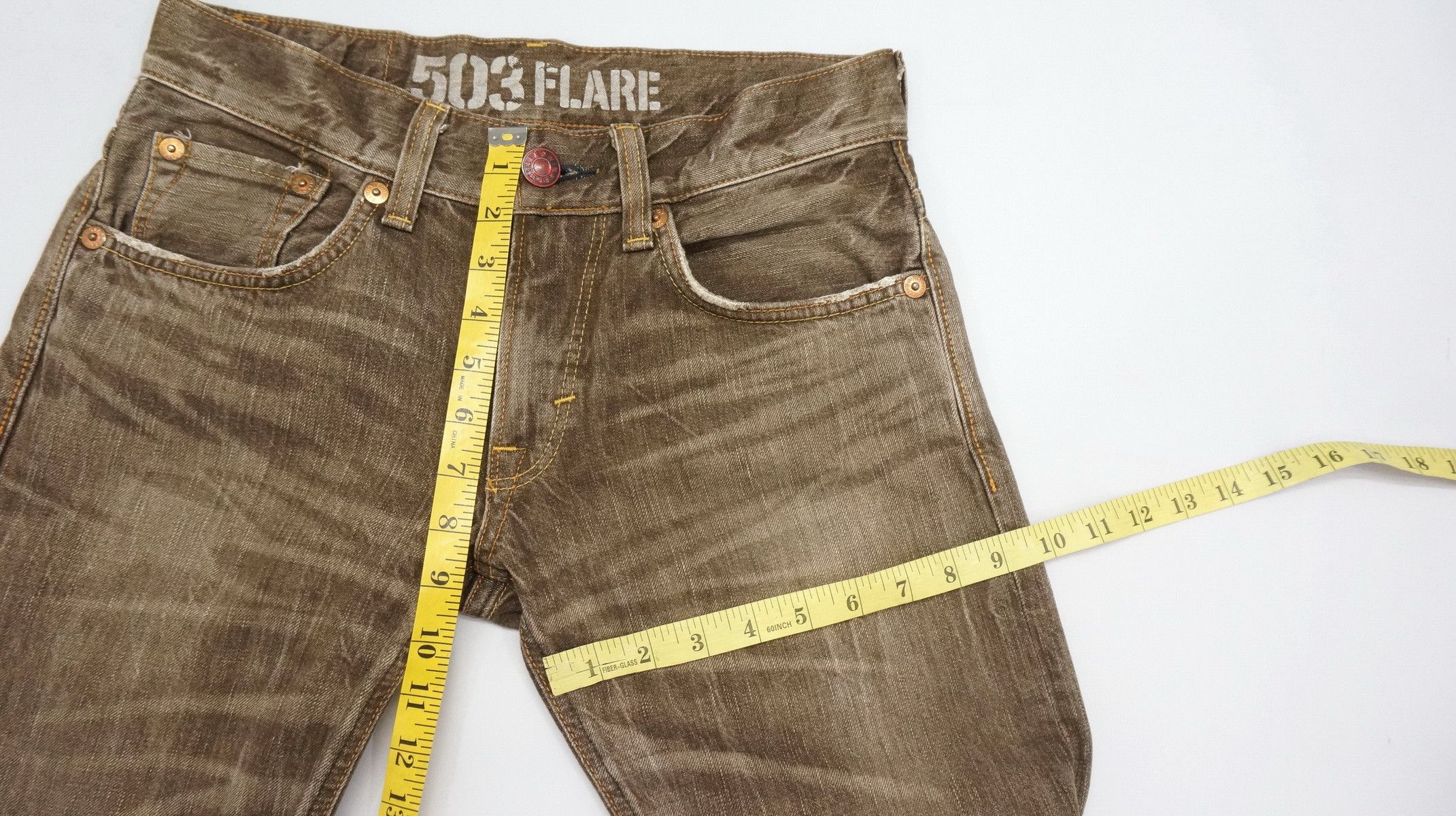 Edwin 🔥 Flare Vintage EDWIN 503 Japan Distressed Brown Jeans W30 Size US 30 / EU 46 - 13 Thumbnail