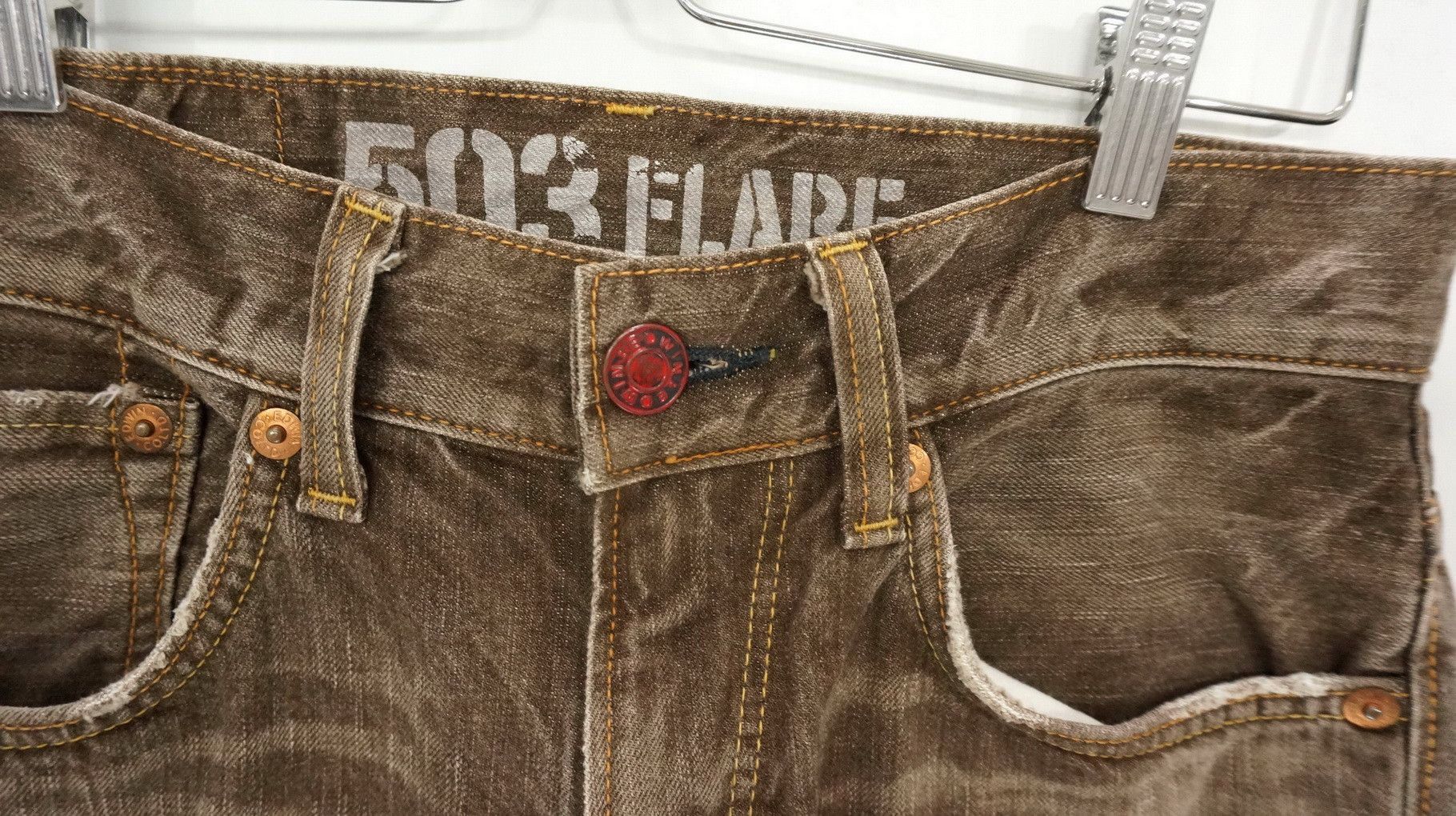 Edwin 🔥 Flare Vintage EDWIN 503 Japan Distressed Brown Jeans W30 Size US 30 / EU 46 - 8 Thumbnail