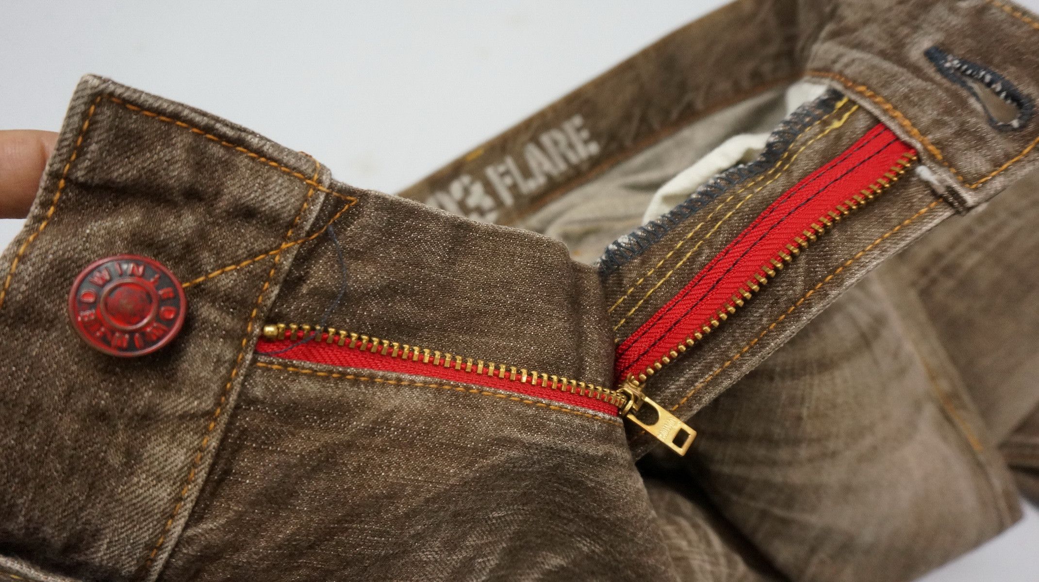 Edwin 🔥 Flare Vintage EDWIN 503 Japan Distressed Brown Jeans W30 Size US 30 / EU 46 - 18 Thumbnail