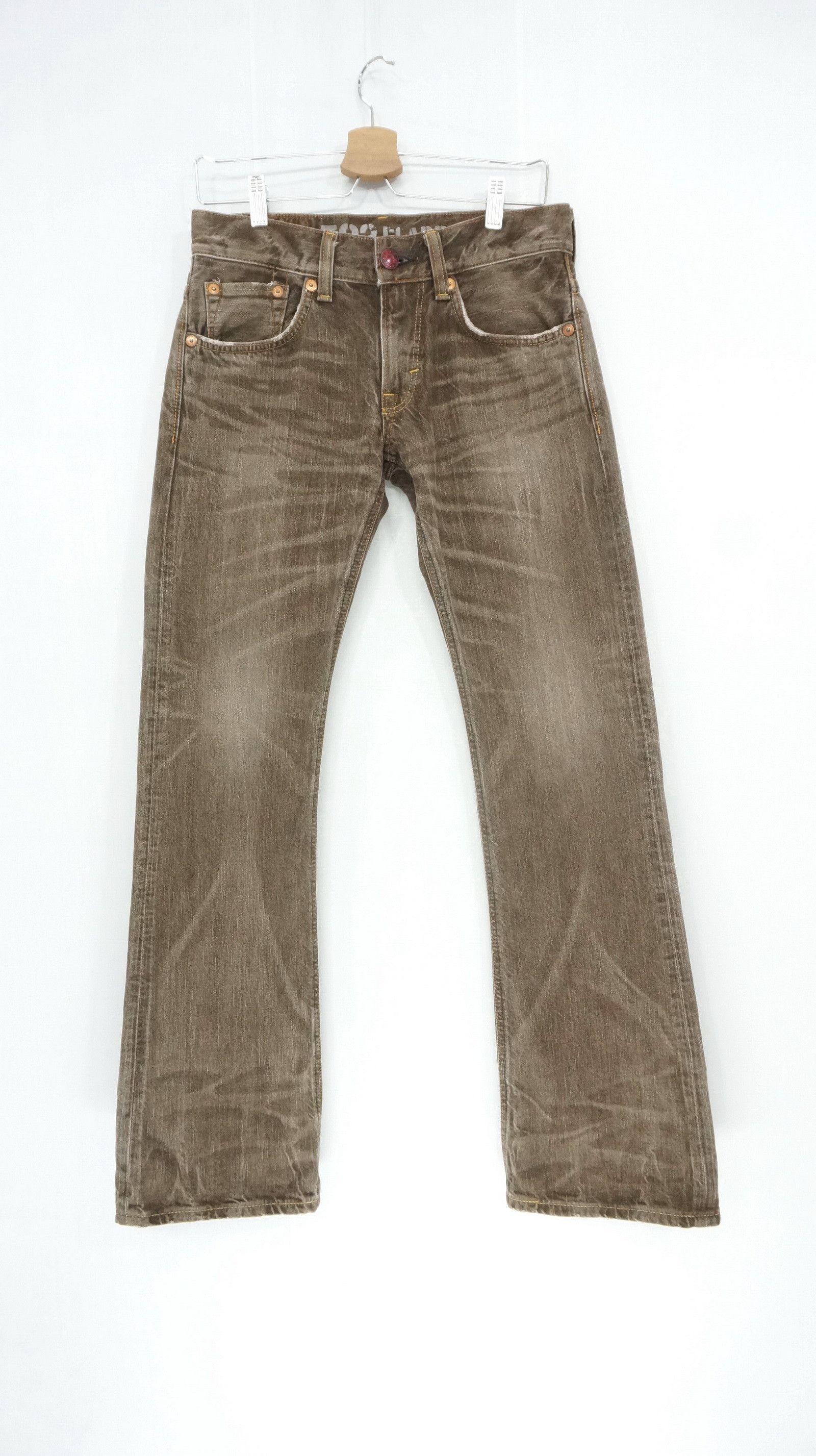 Edwin 🔥 Flare Vintage EDWIN 503 Japan Distressed Brown Jeans W30 Size US 30 / EU 46 - 2 Thumbnail