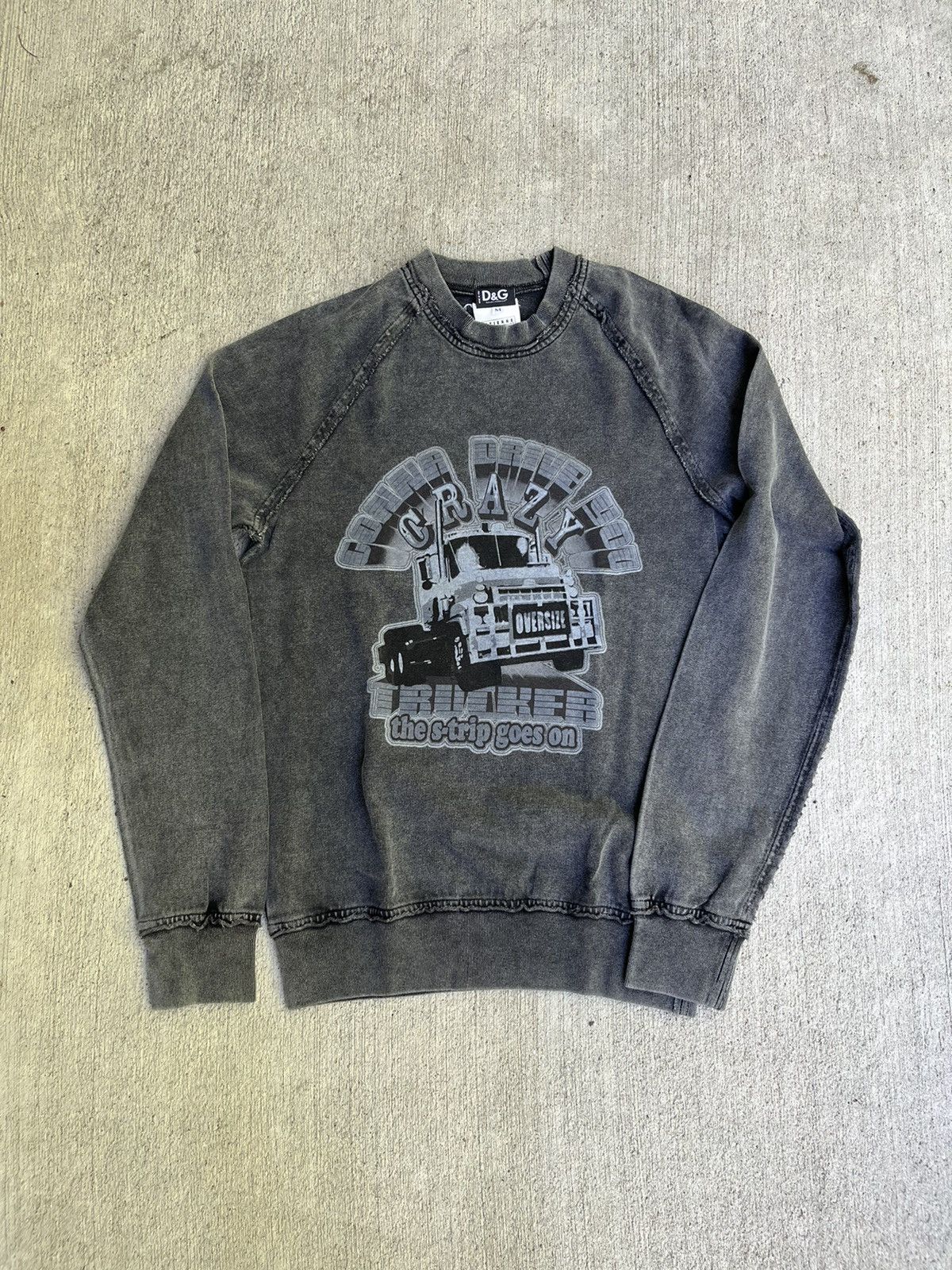 image of Archival Clothing x Dolce Gabbana 00’S “Truck” Sweatshirt in Grey (Size Medium)