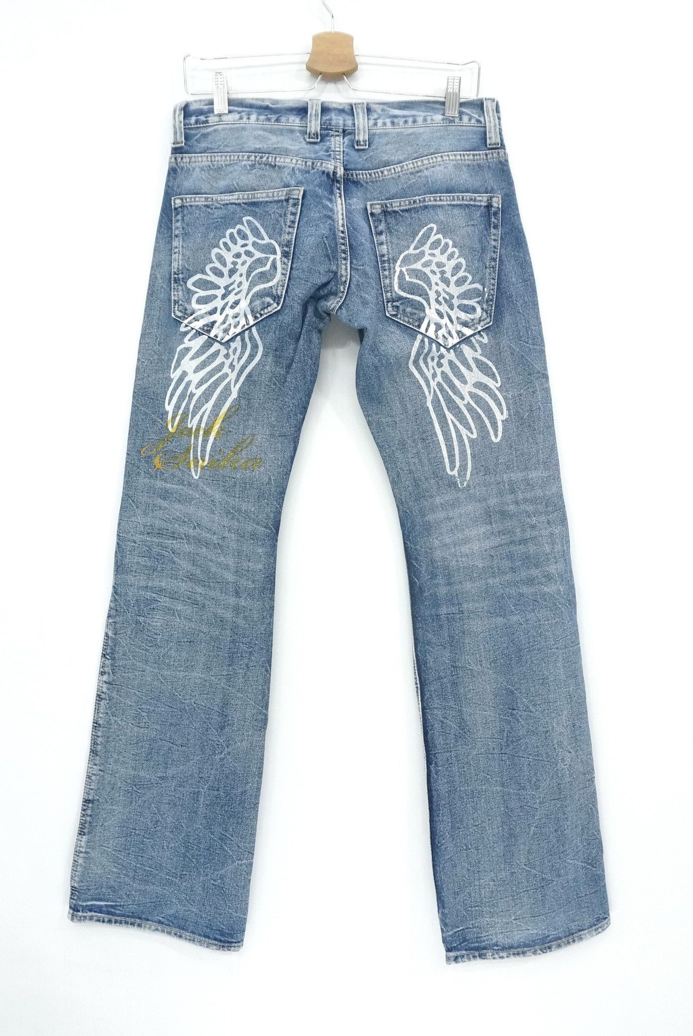 Hysteric Glamour 🔥 JACK SERIKA Vintage Wings Printed Flared Jeans Size US 30 / EU 46 - 3 Thumbnail