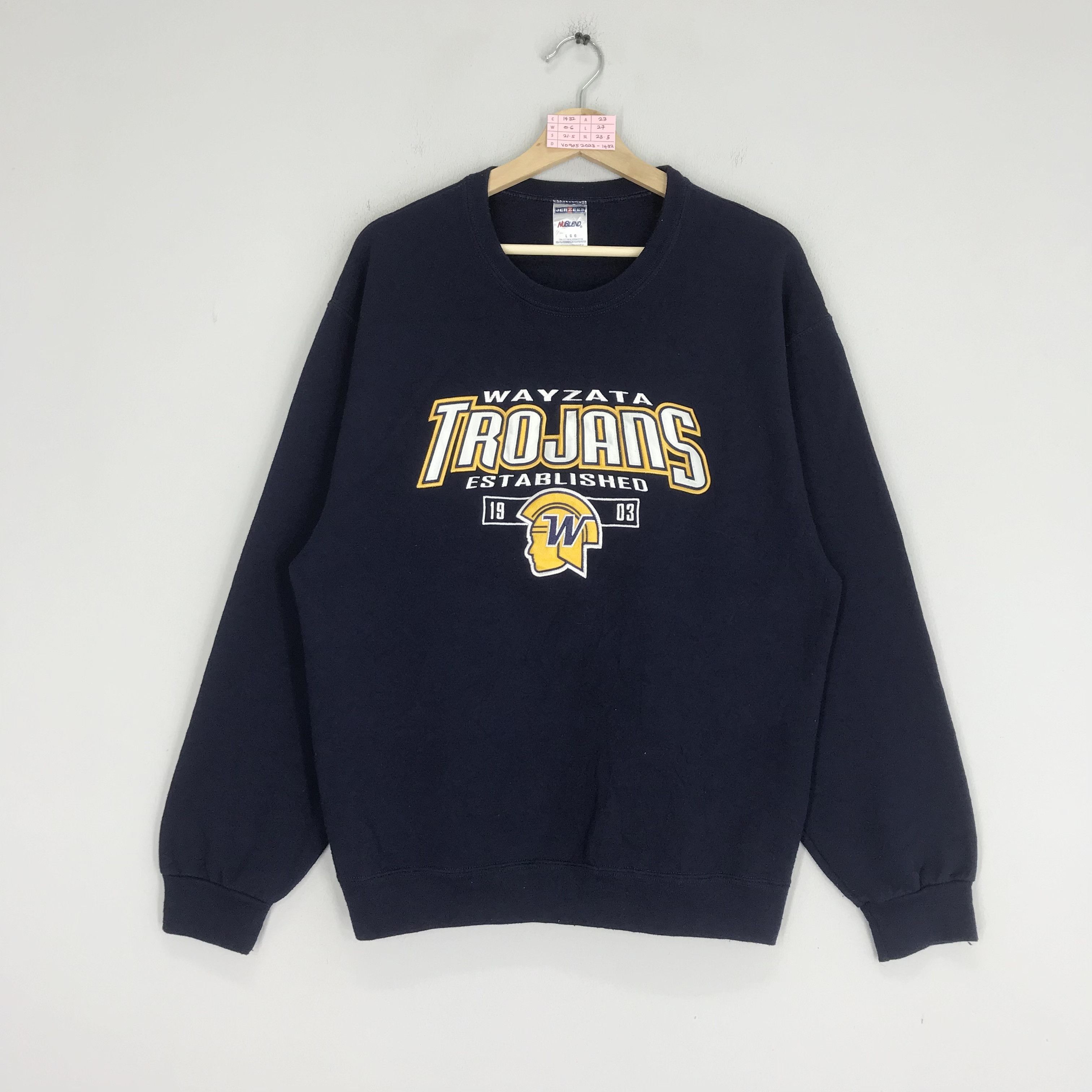 Jerzees Vintage Wayzata Trojans Big Logo Sweatshirts Sportswear Size US L / EU 52-54 / 3 - 1 Thumbnail