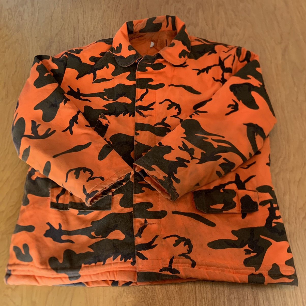 Vintage 60s 70s Blaze Orange Camo Hunters Jacket