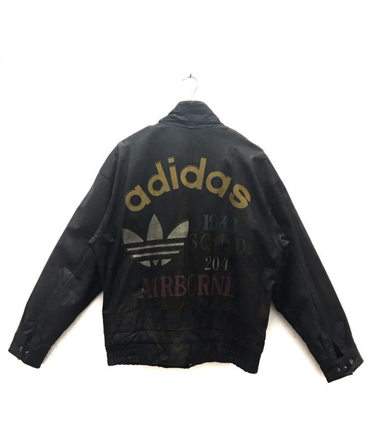 Adidas Vintage Adidas Airborne Squad 204 Leather Jacket Size US M / EU 48-50 / 2 - 1 Thumbnail