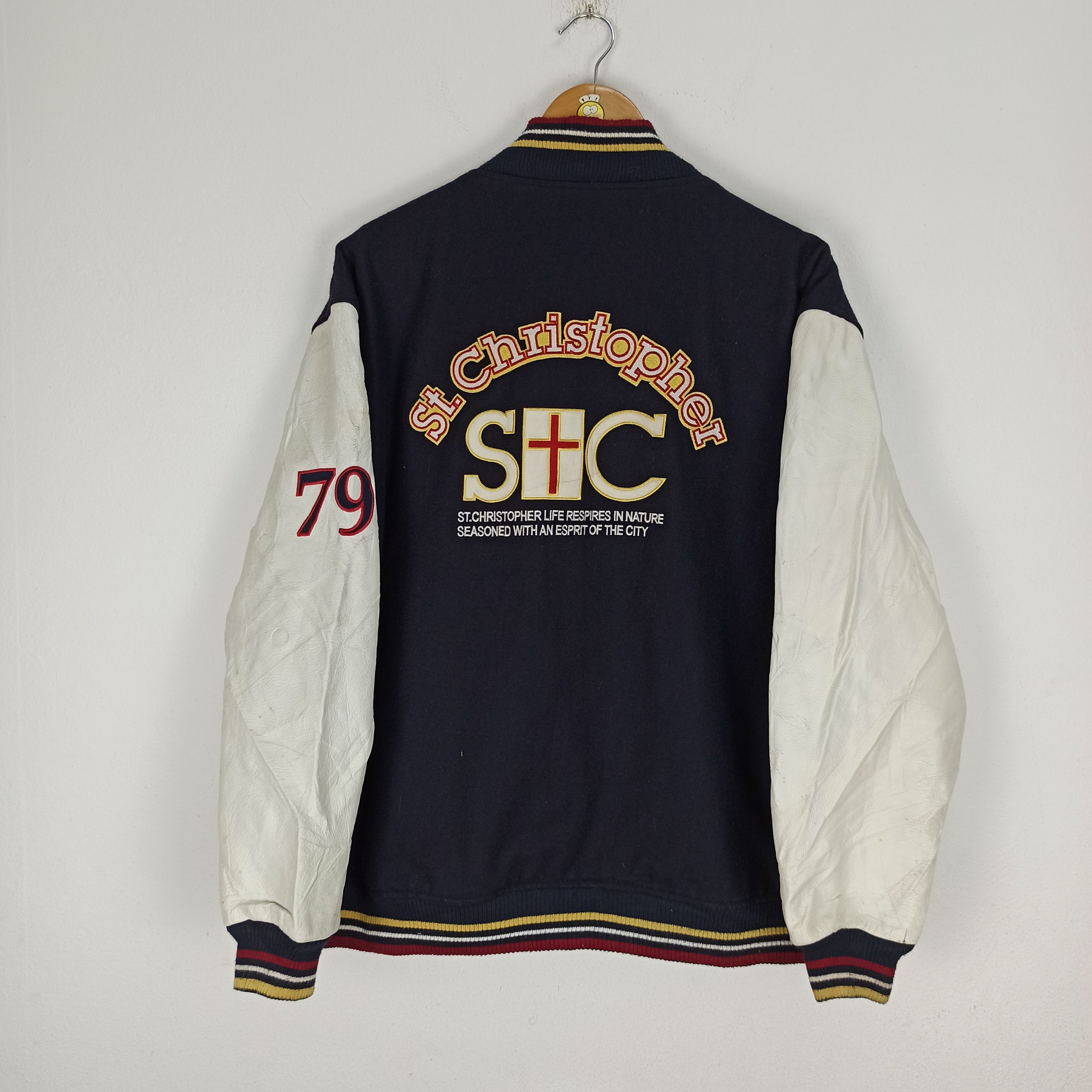 Japanese Brand 🔥Rare🔥 St.Christopher Varsity Jacket Embroidered Big Logo Size US L / EU 52-54 / 3 - 1 Thumbnail