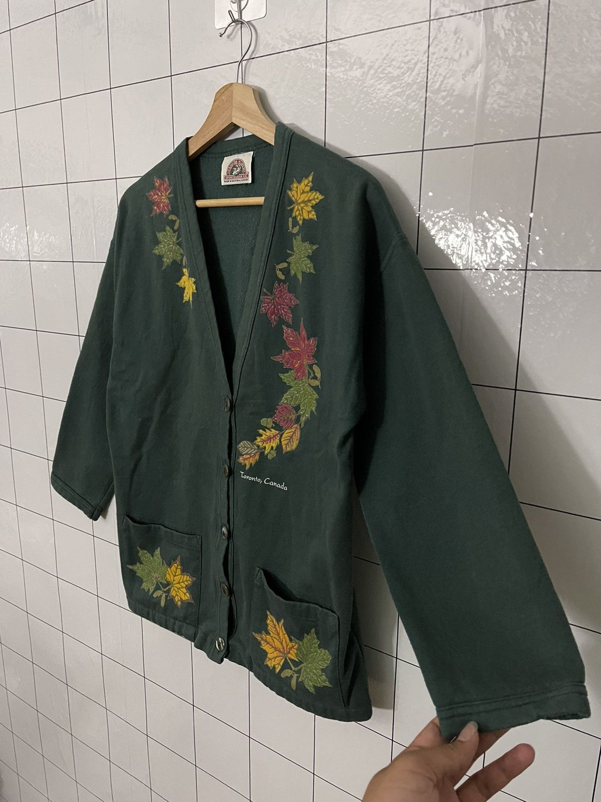 Japanese Brand × Vintage Vintage Canada North Flower Leaf Curt Cobain Style Cardigan Size US M / EU 48-50 / 2 - 4 Thumbnail