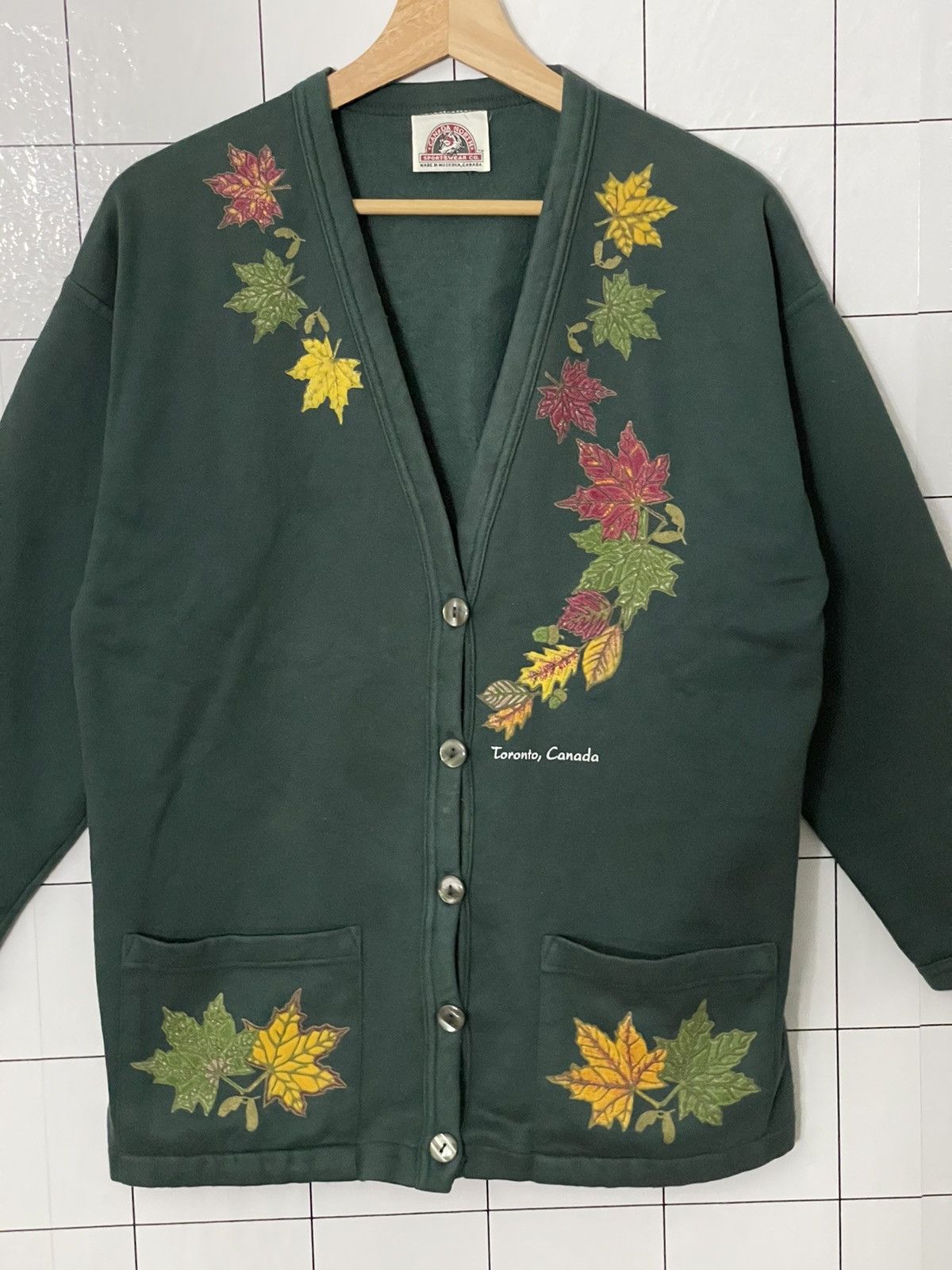 Japanese Brand × Vintage Vintage Canada North Flower Leaf Curt Cobain Style Cardigan Size US M / EU 48-50 / 2 - 2 Thumbnail