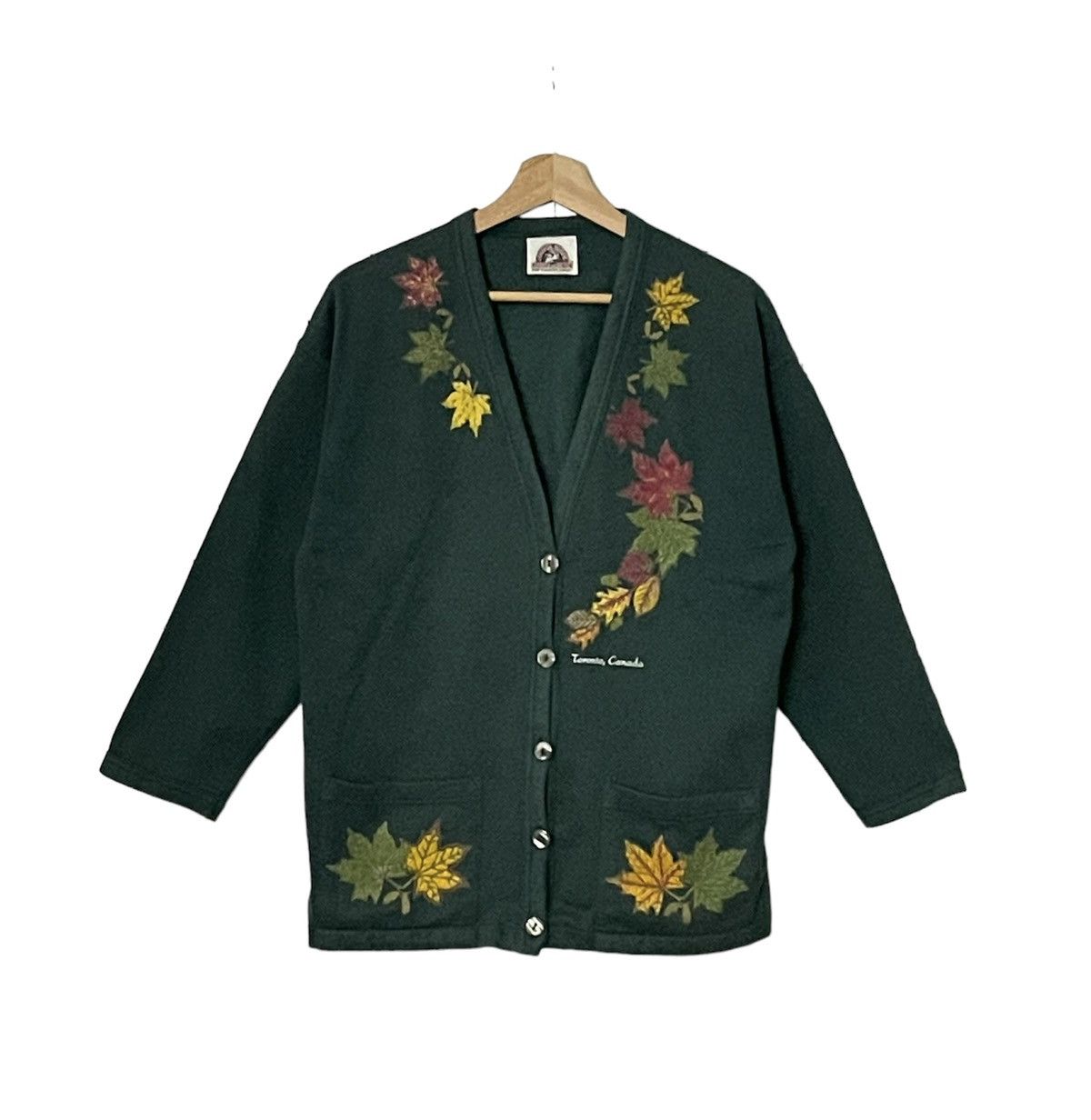 Japanese Brand × Vintage Vintage Canada North Flower Leaf Curt Cobain Style Cardigan Size US M / EU 48-50 / 2 - 1 Thumbnail