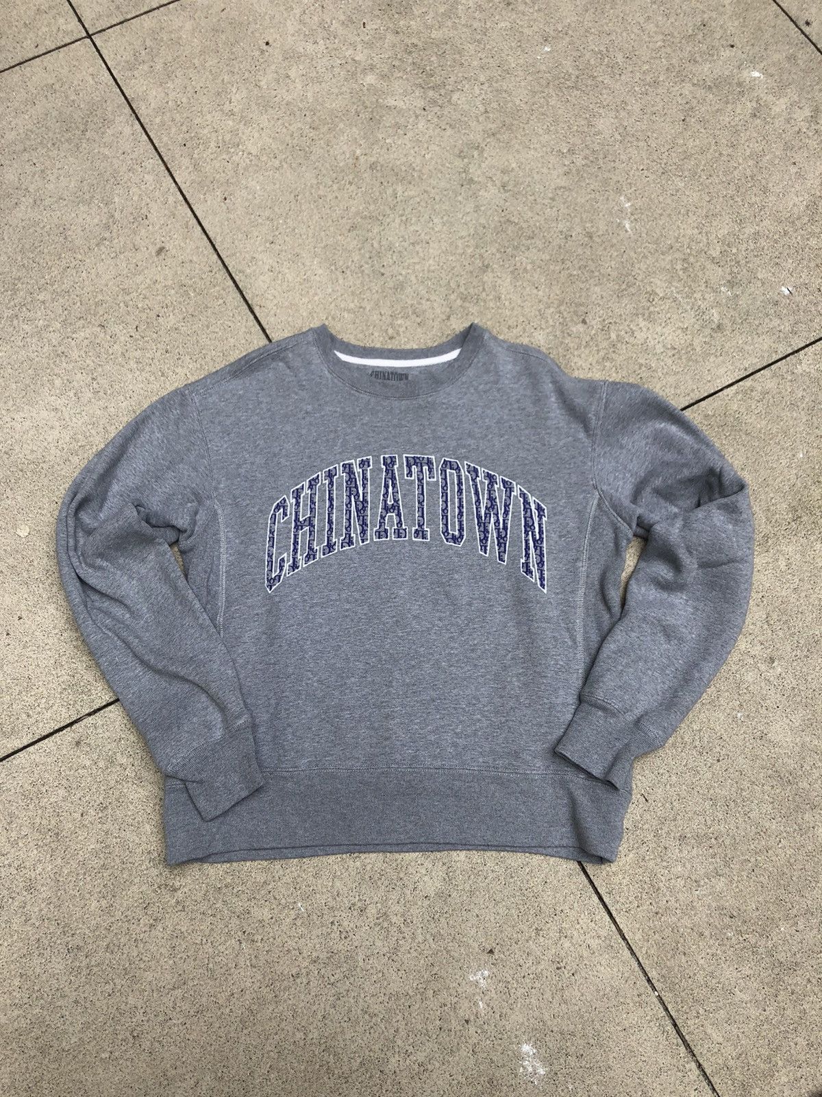 image of Chinatown Market Dior Print Sweatshirt in Grey, Men's (Size Medium)