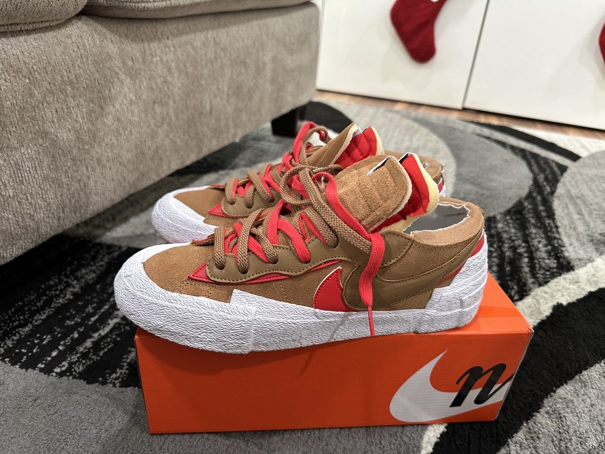 Nike Blazer Low x Sacai British Tan University Red